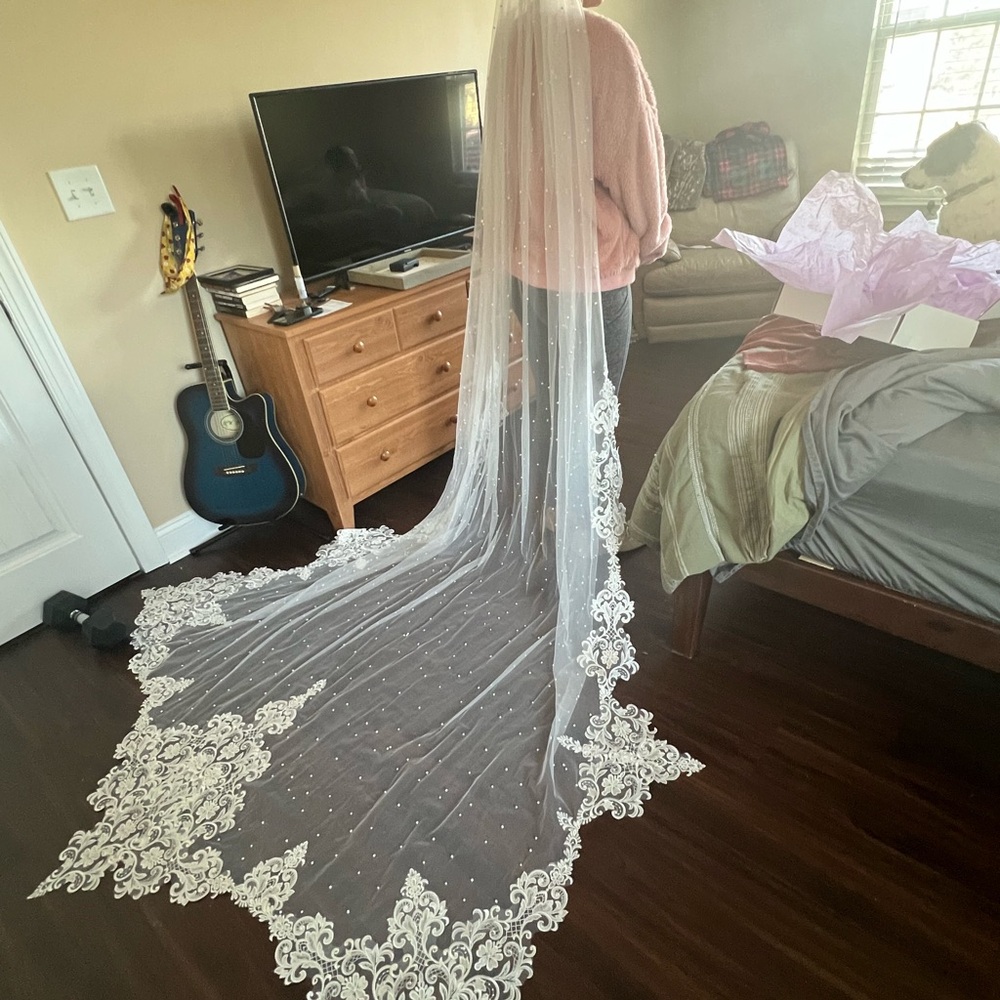 Elegant White Lace Bridal Veil